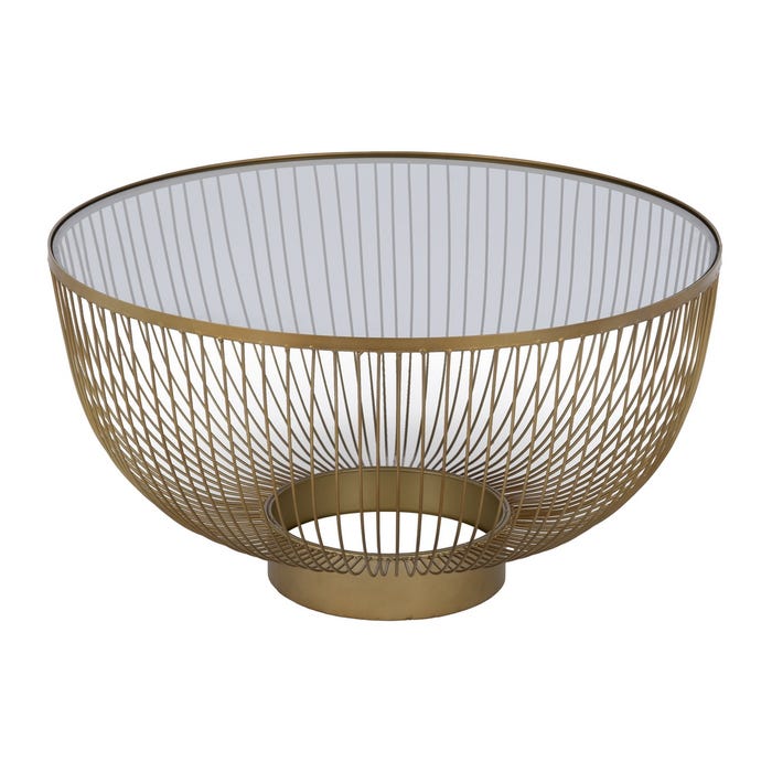 Mesa Centro Oro Metal-Cristal 75 X 75 X 39,50 Cm