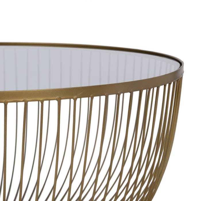 Mesa de Centro Metal-Vidro Dourado 75 x 75 x 39,50 cm