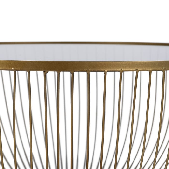 Mesa de Centro Metal-Vidro Dourado 75 x 75 x 39,50 cm