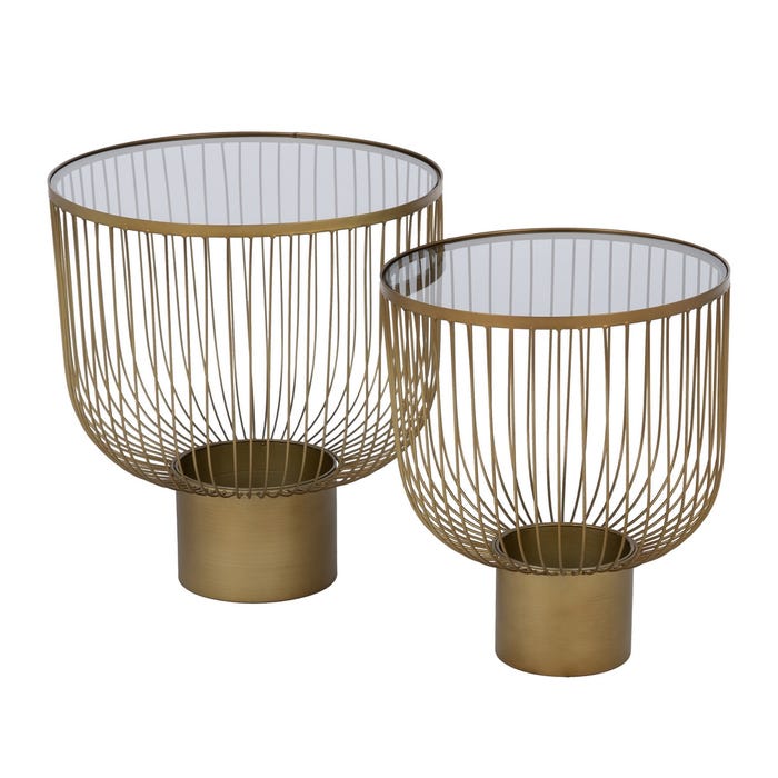 S/2 Mesitas Oro Metal-Cristal 50 X 50 X 54,50 Cm