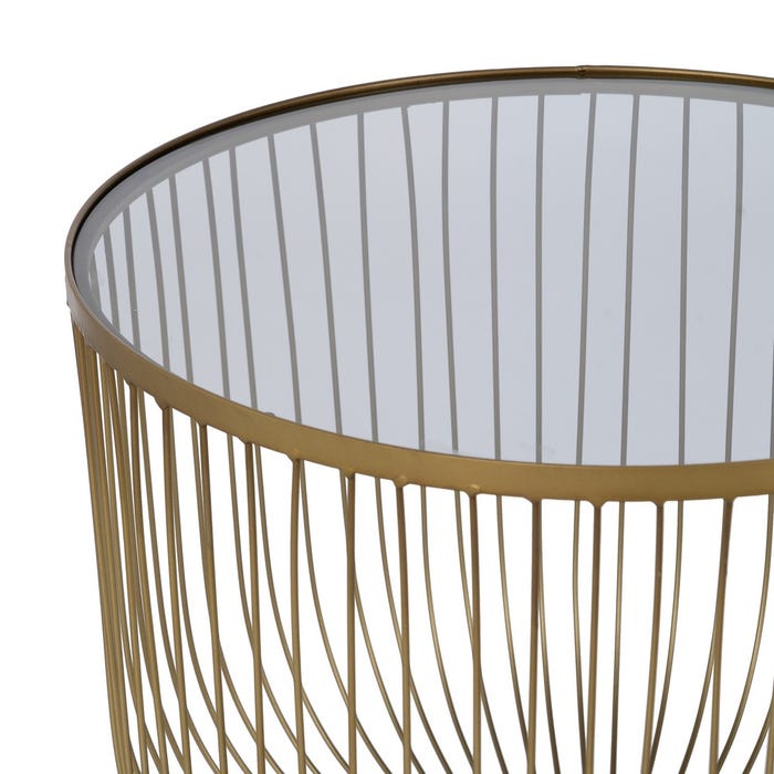 S/2 Mesitas Oro Metal-Cristal 50 X 50 X 54,50 Cm