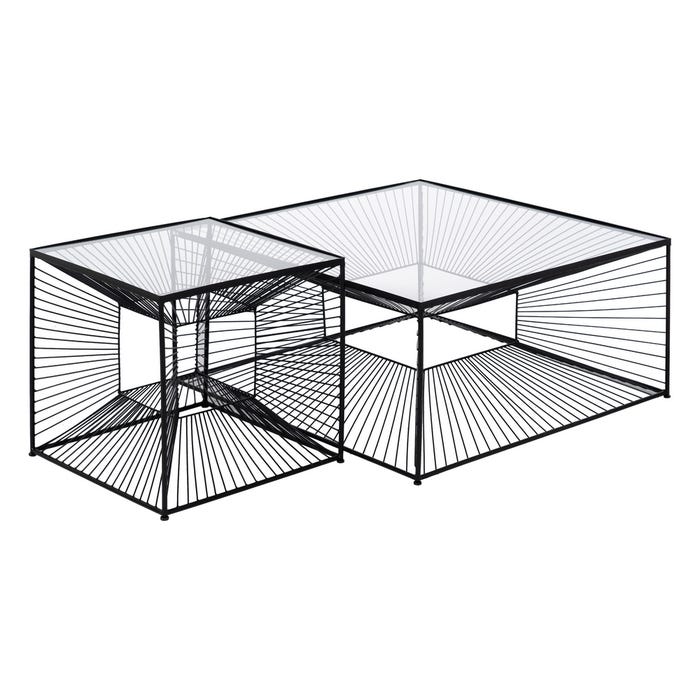 Mesa Centro Negro Metal-Cristal 80,50 X 80,50 X 38 Cm