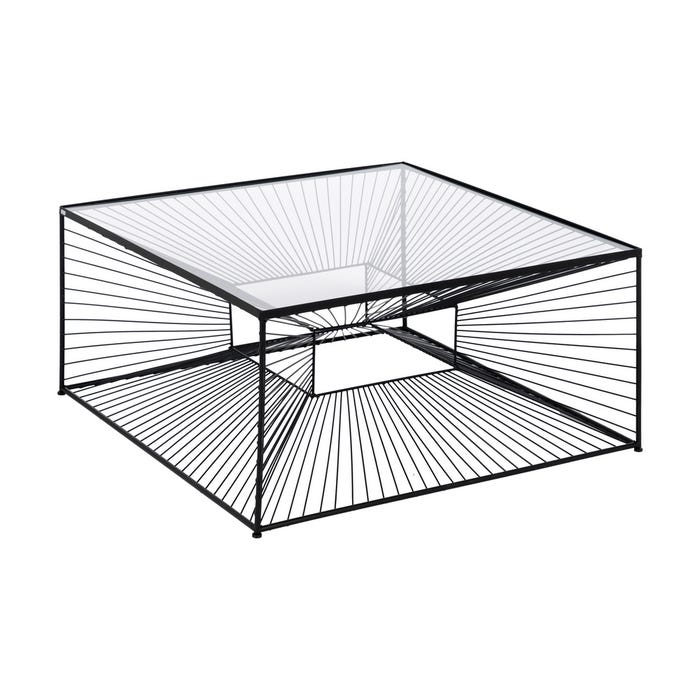 Mesa Centro Negro Metal-Cristal 80,50 X 80,50 X 38 Cm