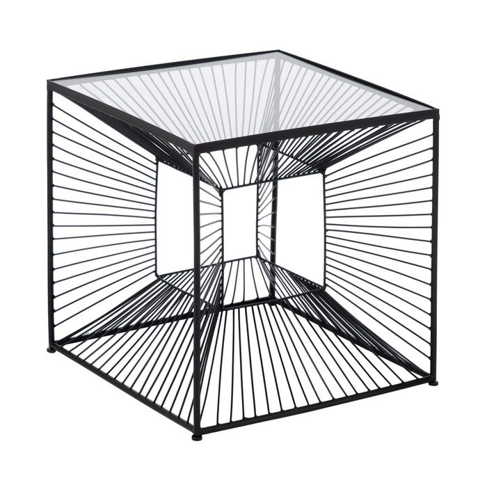 Mesita Negro Metal-Cristal 45,50 X 45,50 X 45,50 Cm