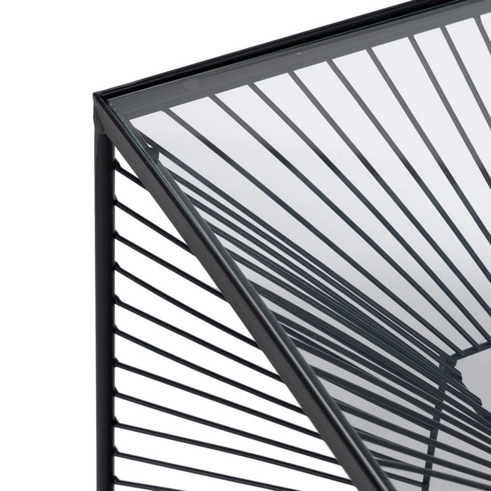 Mesita Negro Metal-Cristal 45,50 X 45,50 X 45,50 Cm