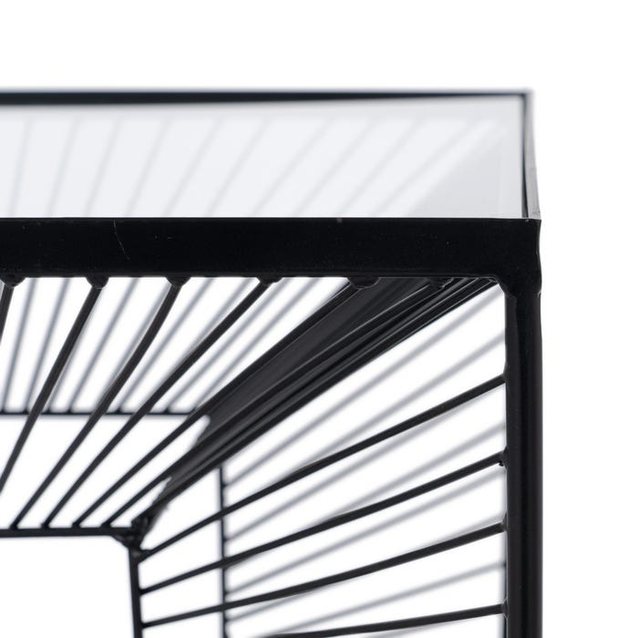 Mesita Negro Metal-Cristal 45,50 X 45,50 X 45,50 Cm