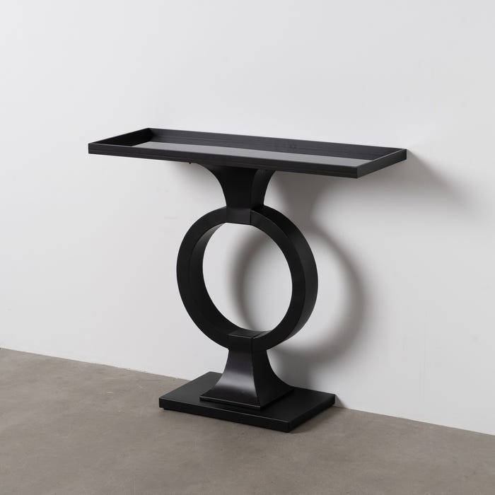 Consola Negro Metal-Cristal 90 X 32 X 80 Cm