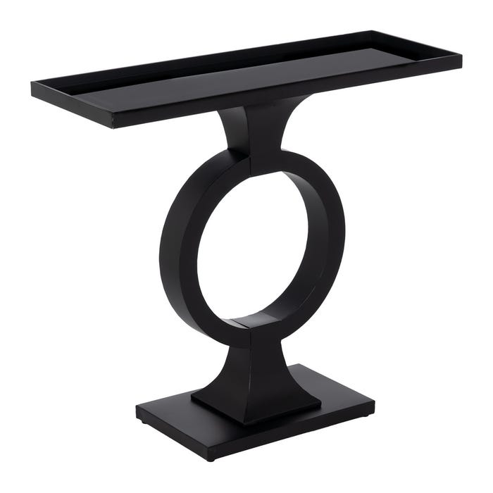 Consola Negro Metal-Cristal 90 X 32 X 80 Cm