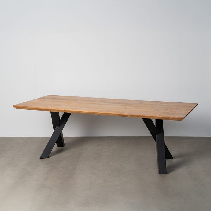 Mesa Comedor Natural Madera-Hierro Salón 240 X 100 X 76 Cm