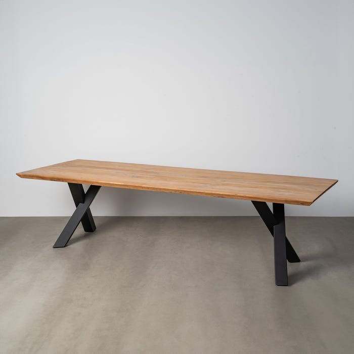 Mesa Comedor Natural Madera-Hierro Salón 300 X 100 X 76 Cm