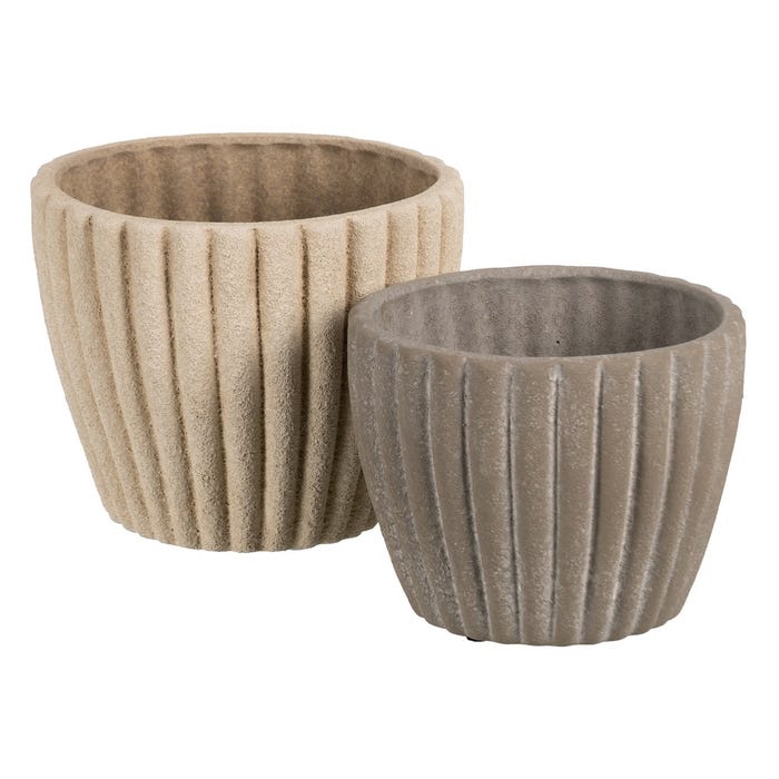 Macetero Beige Cerámica Decoración 20 X 20 X 17 Cm