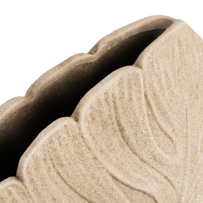 Jarrón Hojas Crema Cerámica Decoración 39 X 40 Cm