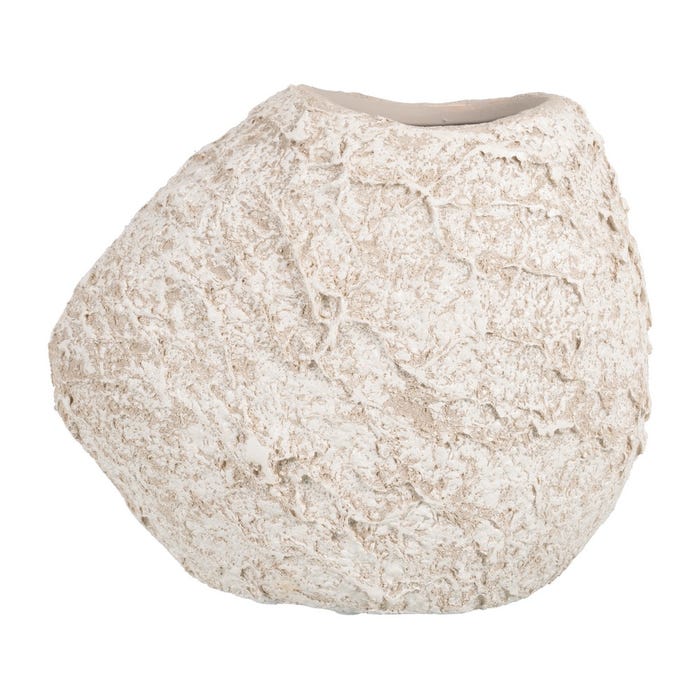 Jarrón Blanco Rústico Cerámica 23 X 12 X 20 Cm