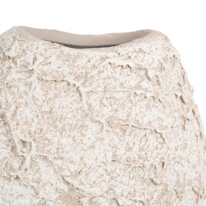 Jarrón Blanco Rústico Cerámica 23 X 12 X 20 Cm