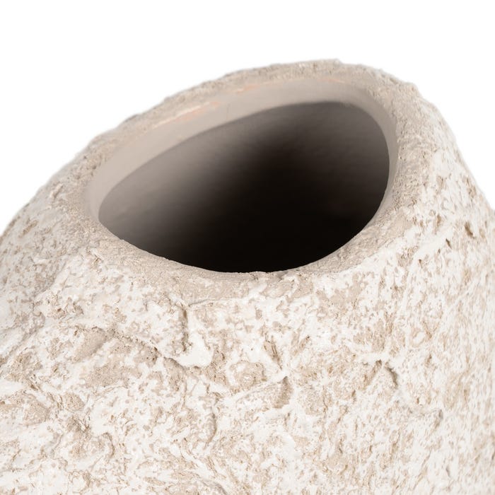 Jarrón Blanco Rústico Cerámica 23 X 12 X 20 Cm