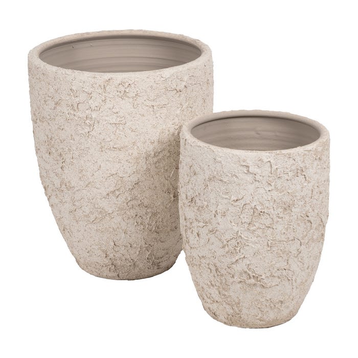Vaso de cerâmica rústico branco 30 x 30 x 40 cm
