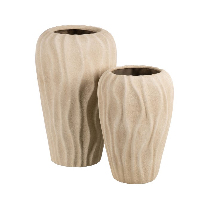 Jarrón Beige Cerámica Decoración 29 X 29 X 50 Cm