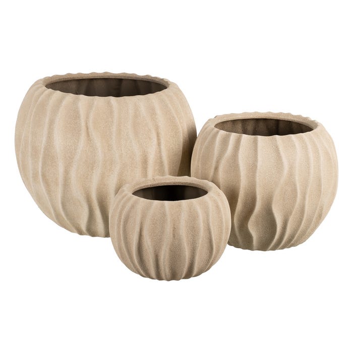 Macetero Beige Cerámica Decoración 23 X 23 X 20 Cm