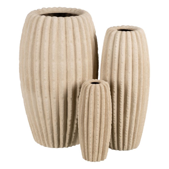 Beige Ceramic Vase Decoration 15 X 15 X 30 Cm