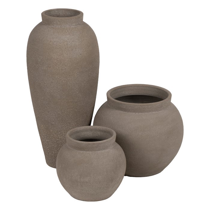 Macetero Gris Cerámica Decoración 34 X 34 X 33 Cm