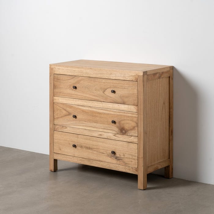 Cómoda Natural Madera Mindi Dormitorio 90 X 40 X 85 Cm