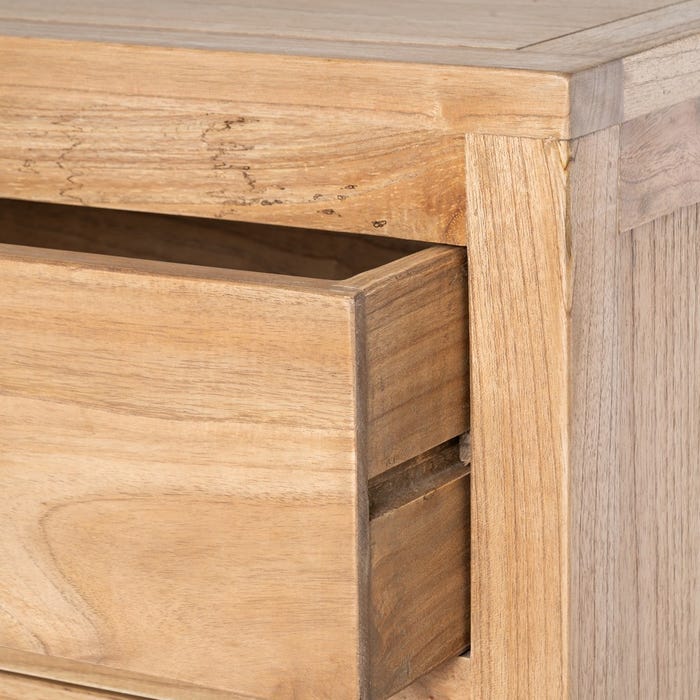 Cômoda de madeira Mindi natural para quarto 90 x 40 x 85 cm