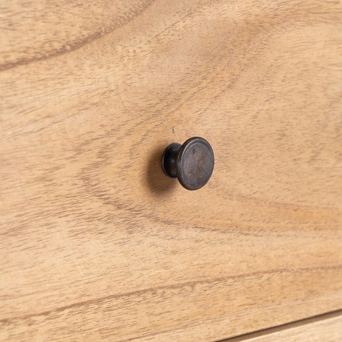 Cômoda de madeira Mindi natural para quarto 90 x 40 x 85 cm