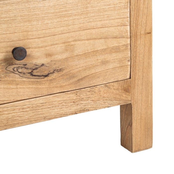 Cômoda de madeira Mindi natural para quarto 90 x 40 x 85 cm