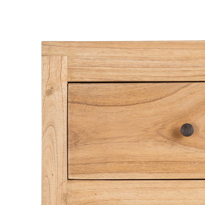 Cômoda de madeira Mindi natural para quarto 90 x 40 x 85 cm