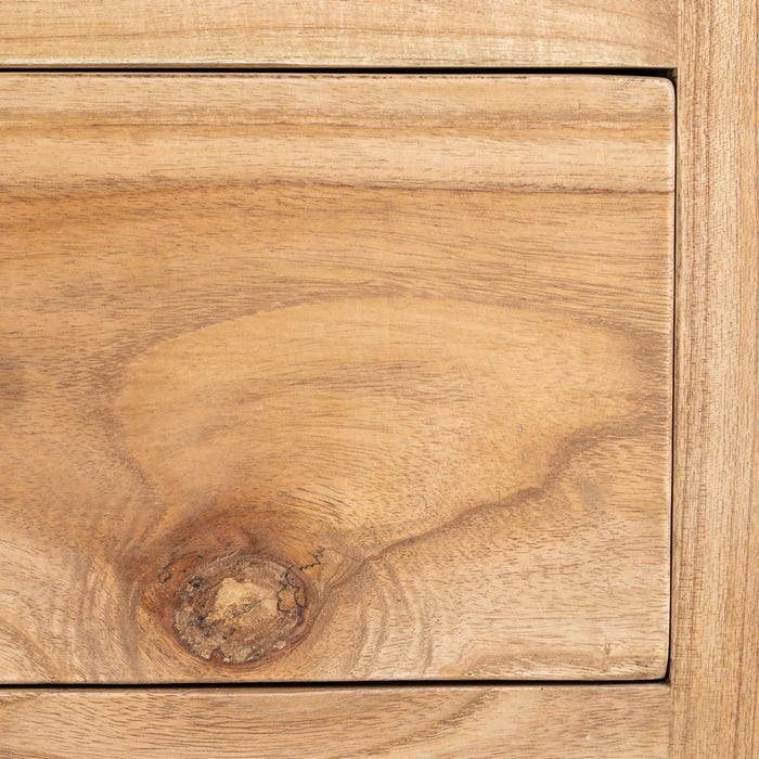 Cômoda de madeira Mindi natural para quarto 90 x 40 x 85 cm