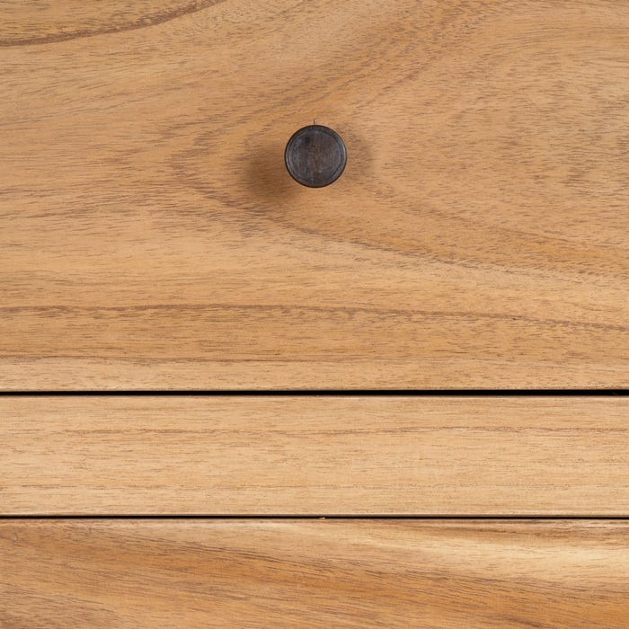Cômoda de madeira Mindi natural para quarto 90 x 40 x 85 cm