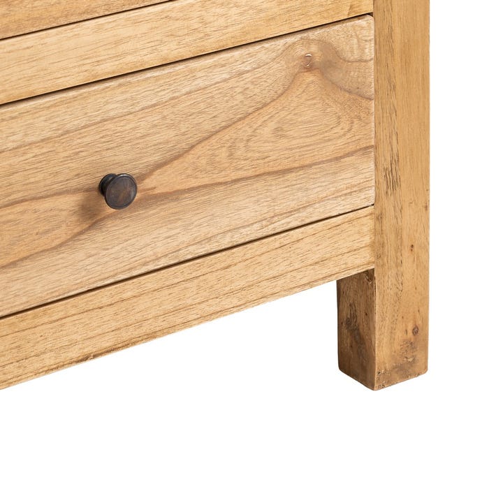 Cômoda de madeira Mindi natural para quarto 100 x 40 x 90 cm