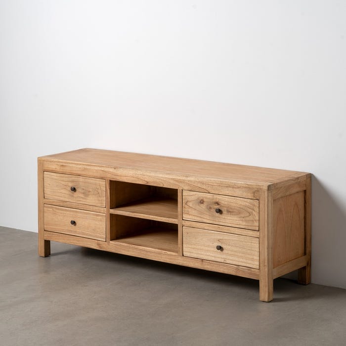 Mueble Tv Natural Madera Mindi Salón 150 X 40 X 55 Cm