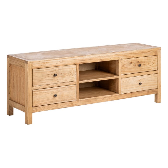 Natural Mindi Wood TV Cabinet Living Room 150 X 40 X 55 Cm