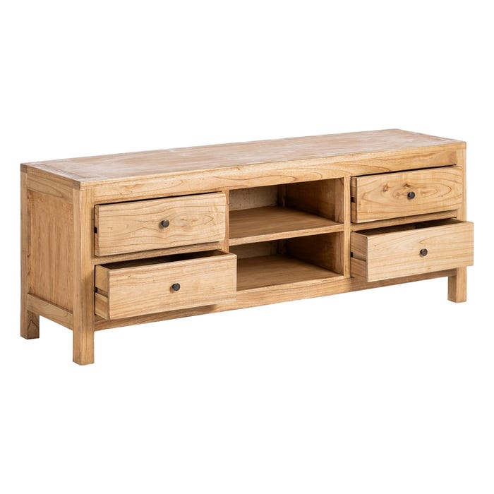 Natural Mindi Wood TV Cabinet Living Room 150 X 40 X 55 Cm