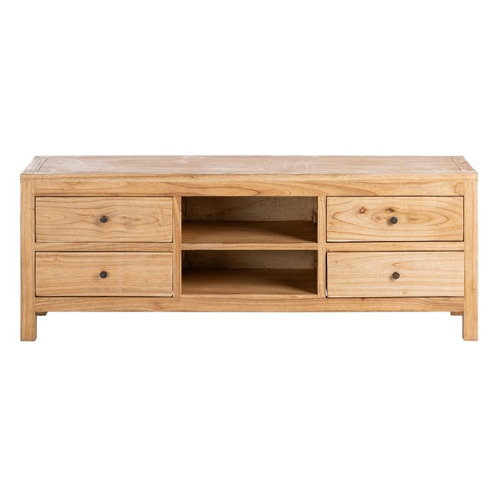Natural Mindi Wood TV Cabinet Living Room 150 X 40 X 55 Cm