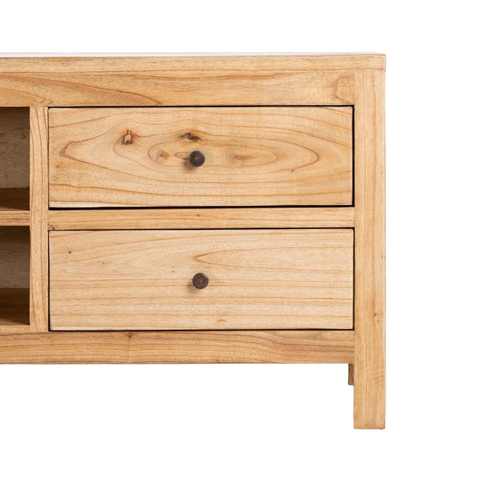 Natural Mindi Wood TV Cabinet Living Room 150 X 40 X 55 Cm