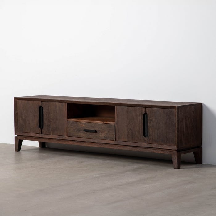 Mueble Tv Marrón Madera De Mango Salón 200 X 40 X 55 Cm