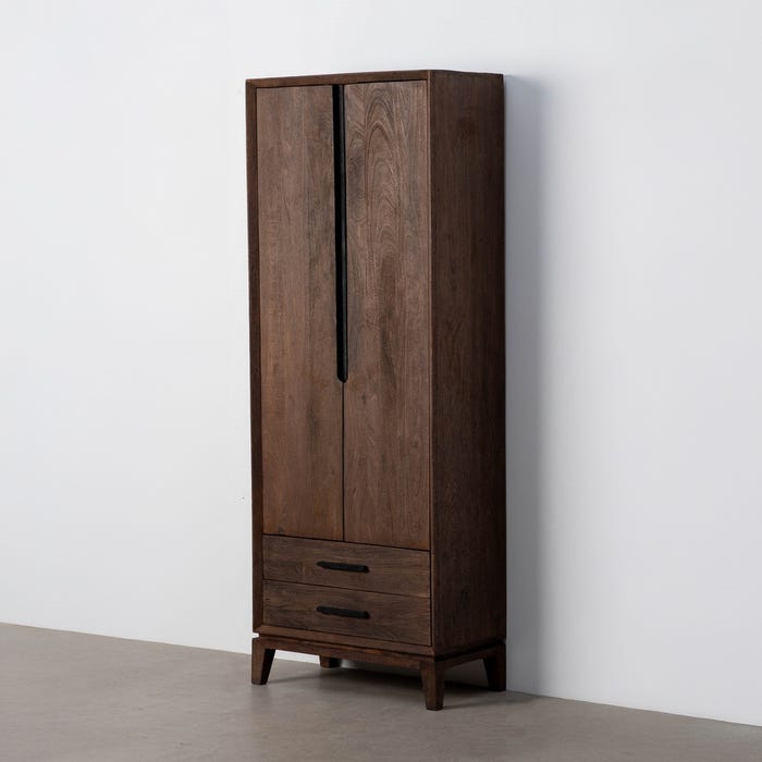 Armario Marrón Madera De Mango Salón 75 X 40 X 200 Cm