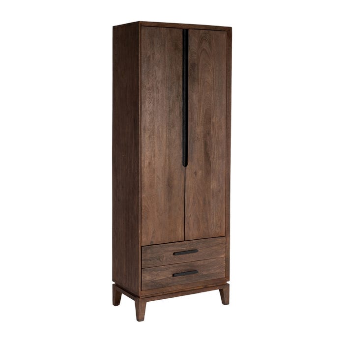 Armario Marrón Madera De Mango Salón 75 X 40 X 200 Cm