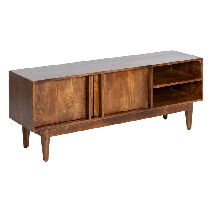 Mueble Tv Marrón Madera De Mango Salón 150 X 40 X 55 Cm