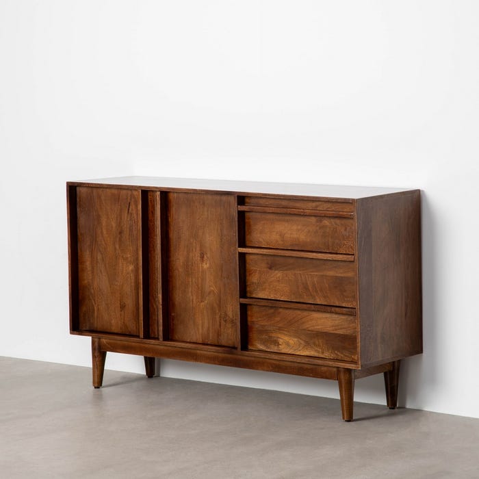 Aparador Marrón Madera De Mango Salón 150 X 42 X 87 Cm