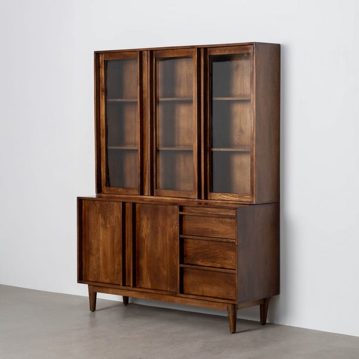 Alacena Marrón Madera De Mango Salón 150 X 50 X 195 Cm
