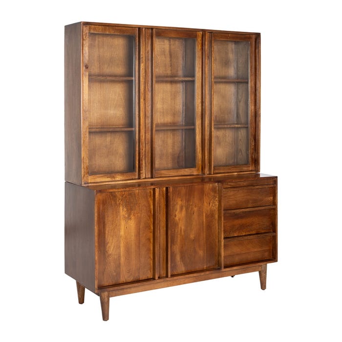 Alacena Marrón Madera De Mango Salón 150 X 50 X 195 Cm