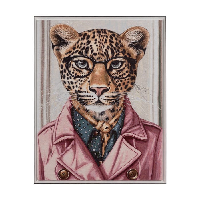 Cuadro Leopardo Tejido Decoración 85 X 110 Cm