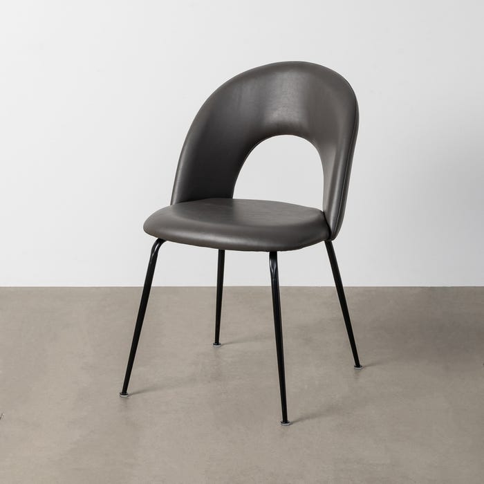 Silla Gris Simil Piel Contract 49 X 60 X 81 Cm