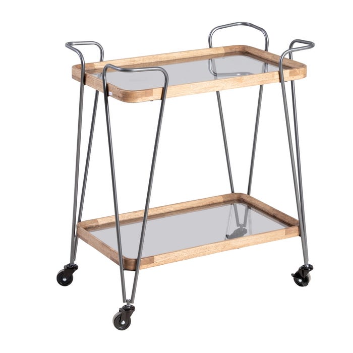Camarera Natural-Negro Metal-Cristal 62 X 38 X 72 Cm