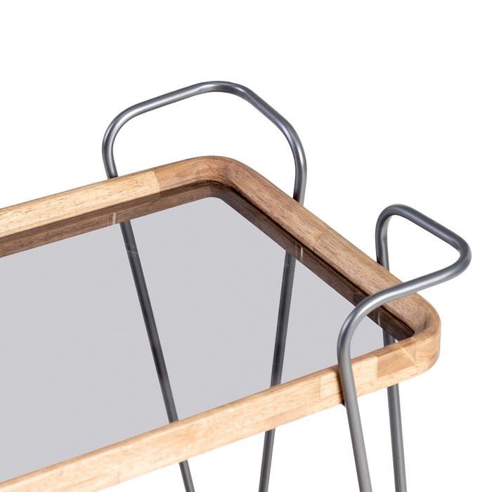 Camarera Natural-Negro Metal-Cristal 62 X 38 X 72 Cm