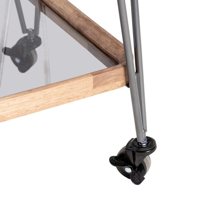 Camarera Natural-Negro Metal-Cristal 62 X 38 X 72 Cm