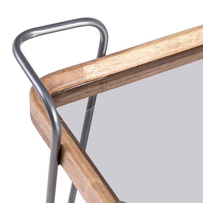 Camarera Natural-Negro Metal-Cristal 62 X 38 X 72 Cm